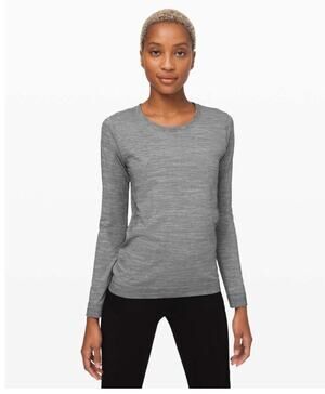 Lululemon Swiftly Relaxed Long Sleeve White Black Striped sz 8